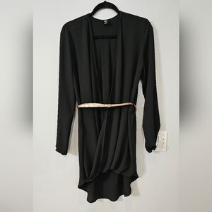 Windsor Black Long Sleeve Wrap Blouse